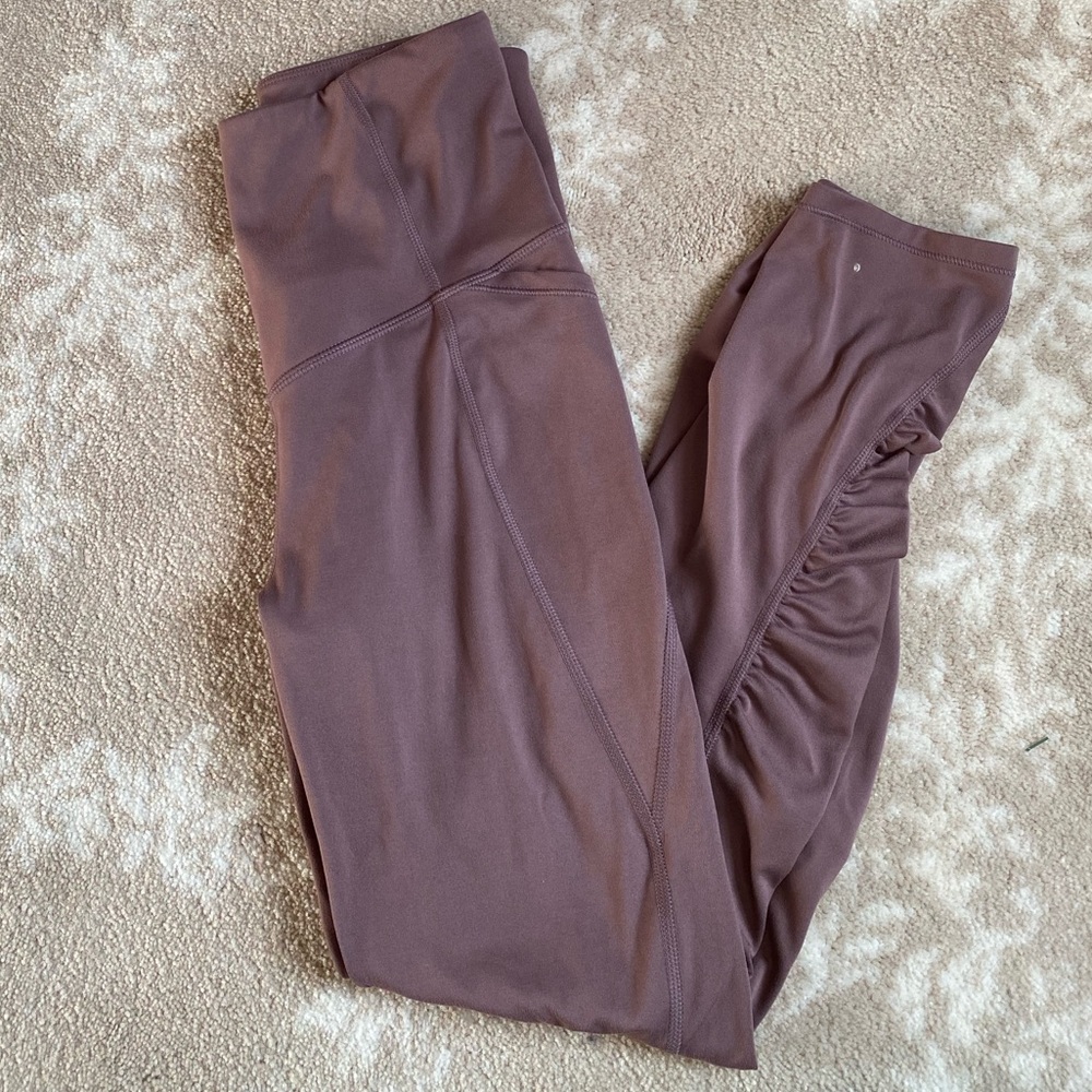 AIM Brown Scrunch Calf Leggings